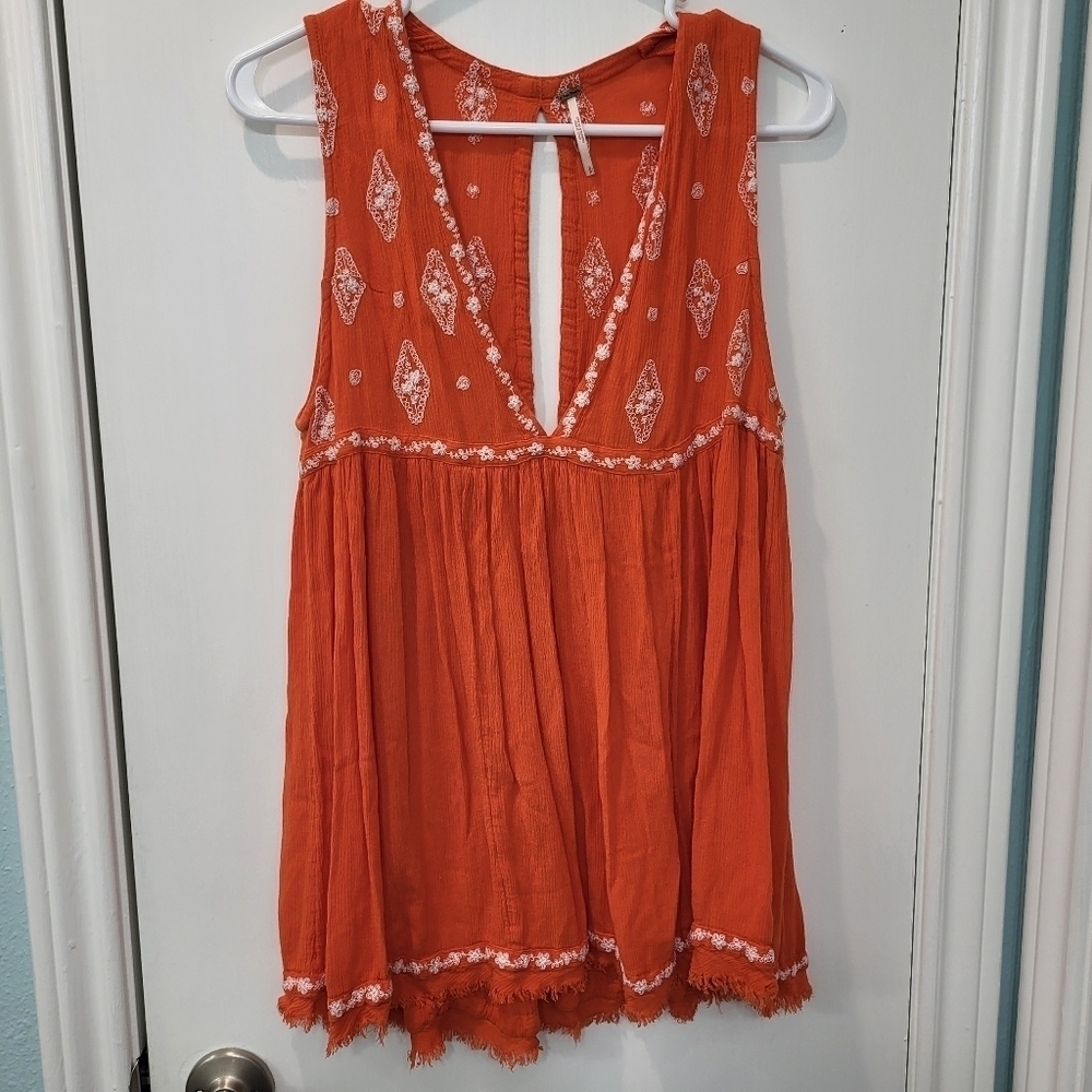 Free People Orange Sleeveless Top